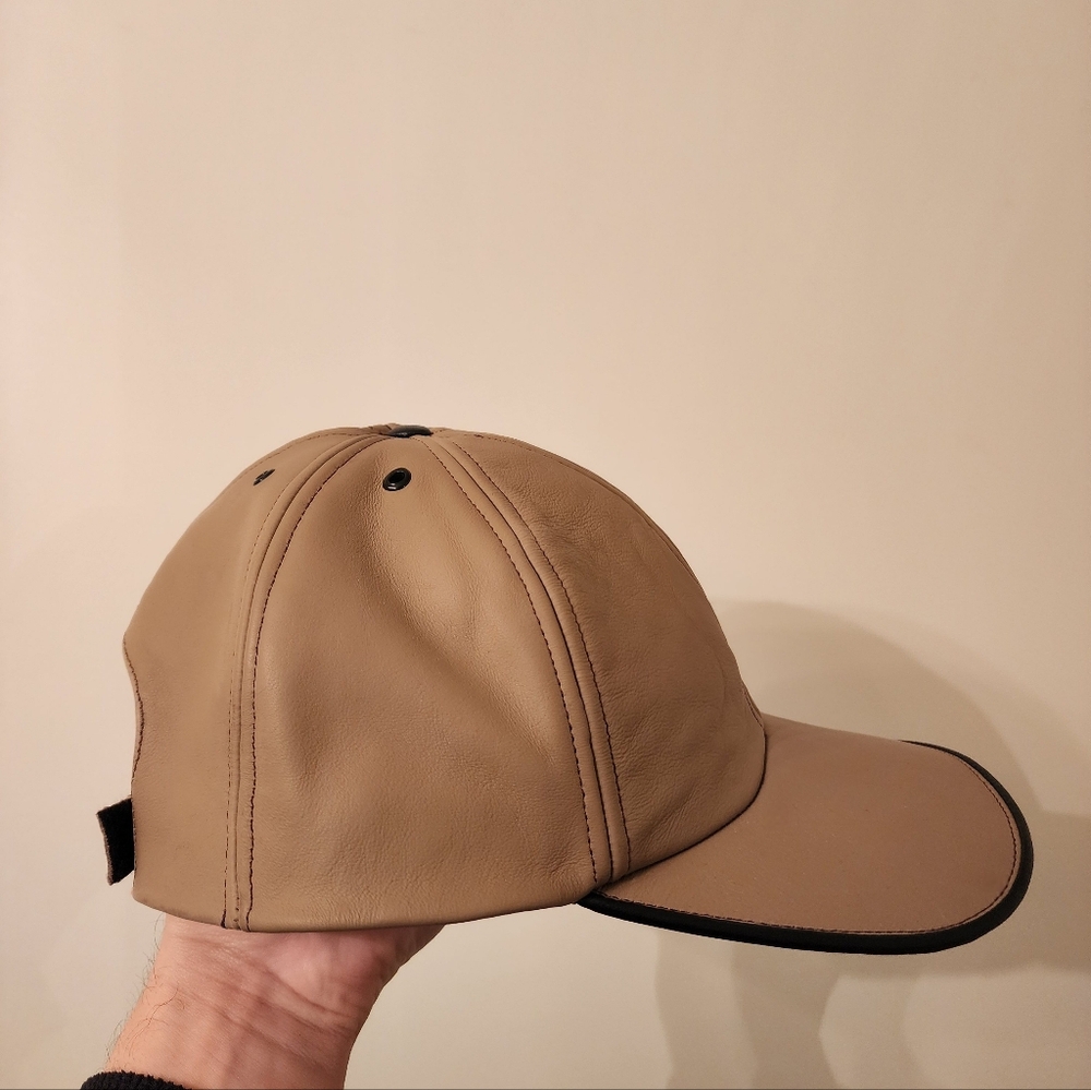 Tan Leather Baseball Cap